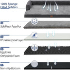 Orthopedic XXL Dog Beds, Waterproof Egg Crate Foam Big Pet Bed for All Breed Sized Dogs 53x42Inch, Washable Extra Large Dog Couch Bed with Removable Cover and Non-Slip Bottom, Dark Grey
