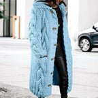 LOAIHA Women Chunky Cable Knit Long Sleeve Cardigan Fall Winter Trendy Oversized Button Down Sweaters Outerwear with Pocket
