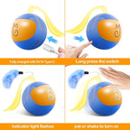 Migipaws Interactive Cat Ball Toy Set, Fun Tracker, Glowing Chase Ball with MystiChaser Pouch, Fluffy Tail, A Small Mice(Blue)