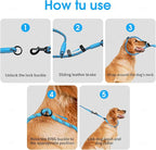 Detachable 2/5" Slip Lead, 4FT 6FT 8FT with Comfortable Silicone Handle Strong Rope Leash for Large Medium Small Dogs No Pull Highly Reflective Pet Training Leash (Blue-Black, 6FT)