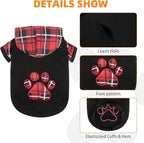 KOOLTAIL Plaid Dog Hoodie Pet Clothes Sweater with Hat and Pocket for Small Medium Large Size Dogs, Soft Winter Warm Dog Cold Weather Coat, Fleece Fall Dog Hooded Sweatshirt for Puppy Cats, Red XL
