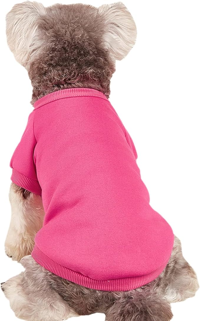 Puppy Sweater for Small Dogs Clothes Warm Winter Cat Clothe Pet Sweatshirt Knitwear Doggie Kitten Clothing, Rose, Large