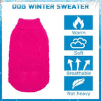 Mihachi Turtleneck Dog Sweater - Winter Coat Apparel Classic Cable Knit Clothes with Leash Hole for Cold Weather, Ideal Gift for Pet in New Year