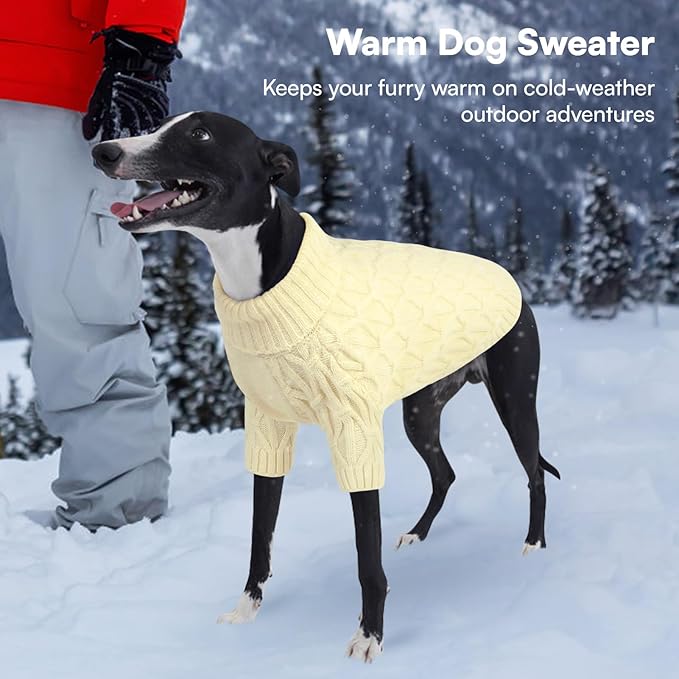 Queenmore Small Dog Sweater,Warm Pullover Dog Sweaters for Small Dogs Boys Girls,Soft Winter Doggie Sweaters,Thick Warm Dogs Clothes for Chihuahua,Dachshund,Yorkie(Beige,S)
