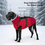 SUNFURA Dog Winter Coat, Warm Dog Coat with Harness for Medium Dogs Boys Girls, Reflective Fleece Lined Pet Winter Jacket Snowsuit for Pug, Jack Russel, Schnauzer, Red M