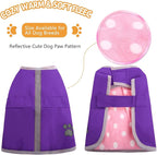 Queenmore Dog Winter Coat, Cold Weather Fleece Jacket for Dogs, Waterproof Reflective Reversible, for Small, Medium and Large Dogs (Purple, 2XL)
