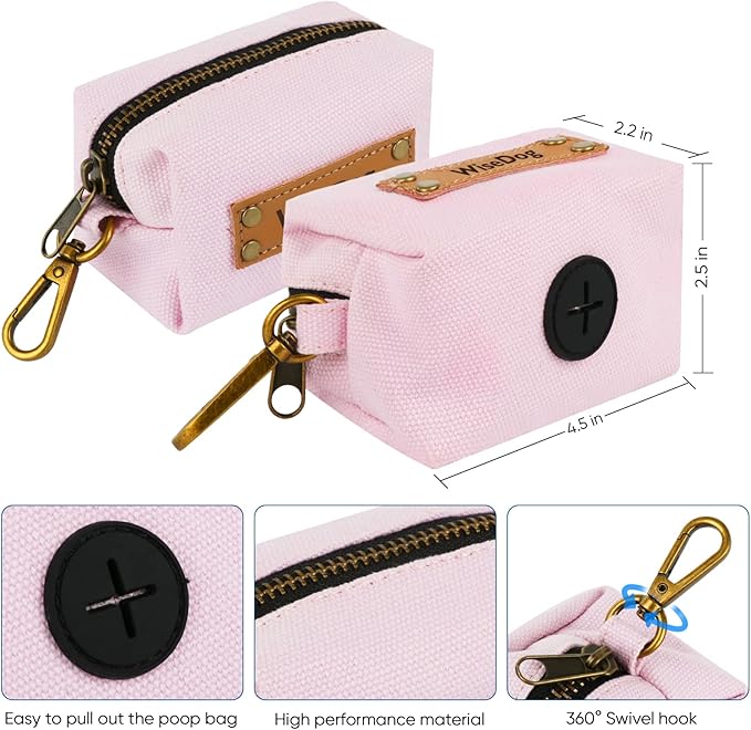 Wisedog Dog Collar and Leash Set, Waterproof Adjustable Puppy Collars with Cute Tag 6FT Dog Leash with Poop Bag for Small Medium Large Dogs (S, Pale Pinkish Purple)