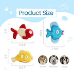 Nocciola Tough Dog Toys, Squeaky Dog Toys to Keep Dogs Busy with Two Resistant Layer & Crinkle Sound, Googly Eyed Fish Gang Puppy Teething Toys for Small, Medium, Large Breeds, 3 Pack