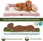 Orthopedic Dog Beds for Large Sized Dogs, Waterproof Egg Crate Foam Large Dog Couch Beds with Comfy Bolster 36x27Inch, Washable Pet Beds with Removable Cover and Nonskid Bottom, Pink