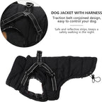 Geyecete Warm Waterproof Winter Dog Coat With Harness Traction Belt - Pet Outdoor Jacket for Autumn and Winter - Medium, Small Dogs - Black-M
