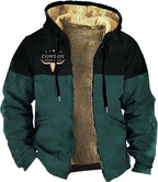 Men's Western Aztec Jackets Hooded Cowboy Hoodie Warm Full Zip Ethnic Vintage Long Sleeve Coat Fall Winter Tops
