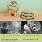 Cat Cone Collar,Cute Waterproof Cat Recovery Collar,Anti-Bite Lick Wound Healing Safety Elizabethan e Collar for Cats,Green Flower All-Season Style
