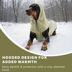 IECOii Dog Fleece Sweater for Medium Dogs, Dog Pullover Sweatshirt with Leash Hole & Reflective Stripes, Stretchable & Cozy Dogs Hoodie Windproof Hooded Sweaters for Fall Winter Walks, Green, L