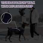 DENTRUN Dog Winter Coat - Windproof Reflective Jacket, Plush Turtleneck & Adjustable Belt, Water Repellent Fleece Lined Cold Weather Vest for Corgi Bulldog, Purple, L