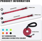 Nylon Dog Leash for Medium Large Dogs, 5-FTReflective Heavy Duty Leash with Comfortable Handle & Poop Bag Dispenser Ring, 1/2 Inch Wide, Secure Reinforcement for Walking (Red, L)