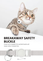 Apple AirTag Cat Collar, GPS Tracker Kitten Collar with Breakaway Feature, Lightweight and Reflective, Suitable for Cats, Kittens and Puppies (White)