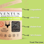 VENTUS Dog Liver Treats - Single Ingredient Venison Jerky Liver Treats, All Natural, Air Dried, Low Fat, High Value Training Treats for Dogs, Organic, 8 oz