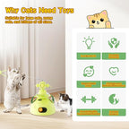4-in-1 Cat Toys, Interactive Cats Toy with Track Balls, Fluttering Feathers, Slow Food Dispenser, Fun & Engaging Cat Toys for Bored Indoor Cats, Durable & Safe (Green)