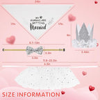 SCENEREAL Dog Wedding Outfit Dress with Bandana Bowite Collar and Crown Hat Set for Dog Girls, Puppy Kitty Party Supplies, Tutu Skirt Costume for Small Medium Large Dogs Girl Cats