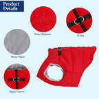 Geyecete Dog Bulldog Clothes Dog Cotton Padded Coat Thick Winter Warm Vest Waistcoat Cold Weather Jacket Clothing for French Bulldog Coat-Red-XL