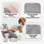 EMUST Warm Dog Jacket, Cozy Dog Fleece Coat with Leash Hole, Waterproof Reversible Winter Coats for Small Dogs, Pink, XS