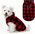 EXPAWLORER Dog Hoodie Fleece Sweater Vest, Plaid Dog Sweatshirt Fall Winter Pet Clothes with Leash Ring, Sleeveless Warm Cozy Puppy Clothing for Cat Small Medium Large Dogs Girl Boy, Checkered S