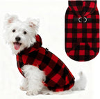 EXPAWLORER Dog Hoodie Fleece Sweater Vest, Plaid Dog Sweatshirt Fall Winter Pet Clothes with Leash Ring, Sleeveless Warm Cozy Puppy Clothing for Cat Small Medium Large Dogs Girl Boy, Checkered S