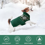 Kuoser Dog Sweater, Holiday Christmas Snowflake Pet Warm Knitwear Dog Sweaters Soft Puppy Clothing, Doggie Turtleneck Cold Weather Outfit Pullover for Small Medium Large Dogs Cats, Green 2XL