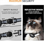Airtag Cat Collar Breakaway, Odokele Reflective Cats Collars with Apple Air Tag Holder for Kitten, Cat GPS Tracker Adjustable Collars with Safety Quick Release Buckle for Kitties and Puppies - Black