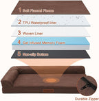 Orthopedic Dog Bed Medium Size Dog, Memory Foam Pet Bed for Medium and Large Dogs, Washable Removable Cover, Nonskid Bottom, Waterproof, 35x23x6 Inches, Brown Grey