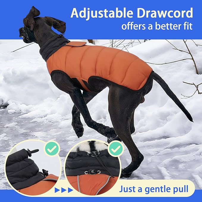 MIGOHI Lightweight Dog Coat, Windproof Dog Jacket, Puffer Jacket for Small Dogs, Padded Vest with Reflective Strips, Warm Snow Vest in Cold Weather, Easy On Hook & Loop Belly, Caramel, XS