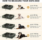 Orthopedic Dog Beds for Extra Large Sized Dogs, Waterproof Memory Foam XL Pet Bed with Sides 42x30Inch, Non-Slip and Egg-Crate Foam Big Dog Couch Bed with Removable Washable Cover, Dark Green