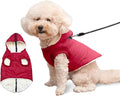 Fleece Lining Dog Hoodie with Harness Built in,Extra Warm Small Dog Jacket in Winter Puppy Coats with Hooded,Red XS