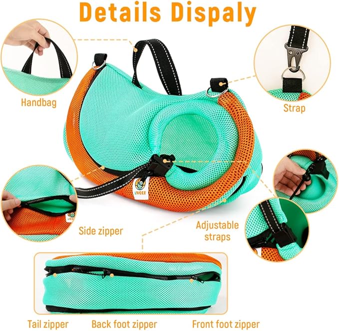 AWOOF Cat Grooming Bag Adjustable Cat Bathing Bag Anti Scratch Bite Restraint Bag Cat Sling Bag Durable Mesh Cat Shower Bag for Small Medium Large Cats Nail Trimming Ear Cleaning Medicine Taking