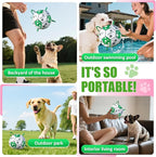 Size 3 Interactive Dog Football with Strap, White & Green, Eye-Catching Star and Paw Print Design, Ideal Outdoor Training Pet Toy, Perfect Choice for Medium & Large Dogs' Playtime