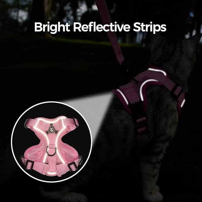 Cat Harness and Leash Set Escape Proof Tactical Large Kitten Harness Emotional Support Cat Vest, Pink, L