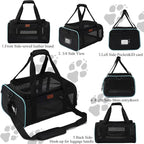 HSC PET Soft Cats Carrier Small Dog Carriers Airline Approved Softsides Pets Bag,Black,Lightweight,Luxury Style,Top Expandable,Guaranteed on Cabin Board Flight Travel Recommend Under 15 lbs (Black)