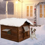 Large Pine Wood Dog House Outdoor with Removable Elevated Floor,Lockable Door,Adjust Windows,Easy to Clean,Safe Dog Kennel Outdoor for Large Breed