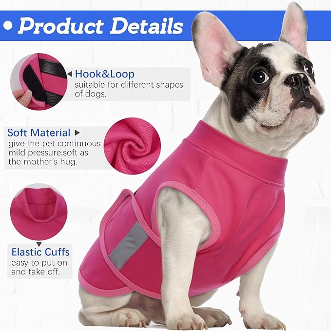 MIGOHI Dog Anxiety Relief Coat,Comfort Anxiety Vest for Dogs,Adjustable Anxiety Calming Wrap for Fireworks,Thunderstorms,Travel, Separation, Dog Anxiety Jacket for Small Dogs,S,Rosered