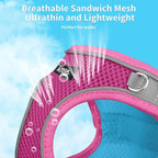 AIITLE Step in Dog Harness and Leash Set - Summer No Pull Escape Proof Vest Harnesses with Soft Mesh and Reflective Bands, Adjustable Pet Outdoor Harnesses for Small and Medium Dogs Hot Pink M