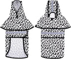 HDE Dog Raincoat Jacket Reflective Adjustable Hooded Pet Poncho Rain Coat with Leash Hole for Small to X-Large Dogs Snow Leopard - L