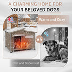 Outdoor Dog House, Weatherproof Wooden Kennel for Medium Dogs, Large Wooden Dog House with Chew-Proof Iron Frame, Removable Floor (Grey, 43.5" D x 29.5" W x 33.5" H) (Grey, 34" D x 22" W x 26.5" H)