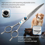 Dog Grooming Scissors: 7 inch Pet Curved Shears Made Of Japanese 9CR Advanced Stainless Steel Professional Grooming Scissors for Dogs Cats and Other Pets