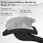 2PCS Slicker Brush for Dogs & Pet Comb,Professional Dog Grooming Brush (Goldendoodles,Poodles,Labradoodles) with Extra Long Pins to Effectively Remove Tangles, Knots and Mats (Black Large)