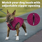 ROZKITCH Dog Sweater, Knit Dog Jacket with Fleece Lining, Dog Coats for Small Dogs with Zipper Opening for Harness, Fleece Dog Jacket Adjustable Neck Reflective Pet Jacket Rosered L