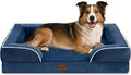 Comfort Expression Orthopedic Dog Bed for Large Dogs 38x25 Inch, Waterproof Supportive Egg Crate Foam Large Pet Bed with Removable Bolsters, Dog Couch with Washable Cover & Non-Slip Bottom, Navy Blue