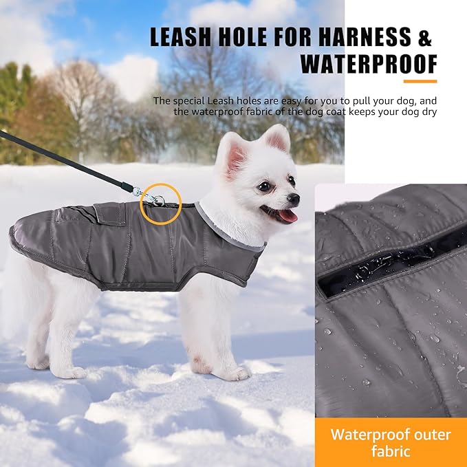 iBuddy Dog Winter Coats with Fleece Vest,Waterproof Warm Dog Snow Jacket Windproof, Reflective Adjustable Pet Dogs Cold Winter Coat for Dogs Girl Boy