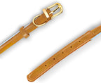 OOPSDOGGY Reflective Rolled Leather Dog Collar Adjustable Soft Padded Pet Collar for Small Medium Large Breed Dogs (Camel, M, 12"-15")