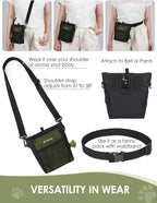 Gobeigo Dog Treat Pouch with Silicone Snack Bag, Front Pocket fits All Phones, 4 Cup Treat Bag with Training Clicker, Upgrade Stronger Magnetic Closure, 3 Ways to Wear Walking Fanny Pack (Army Green)