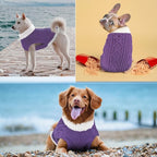 Small Dog Sweaters with Leash Hole Turtleneck Dog Sweaters Knitwear Boys Girls Warm Soft and High Stretch Pet Clothes for Fall Winter，Pet Shirts for Kitten Puppy Purple Medium